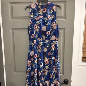 Lulu's In My Dreams Blue Floral Print Midi Dress